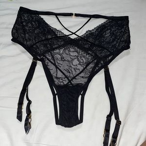 Black panty lingerie piece - “backless” - medium